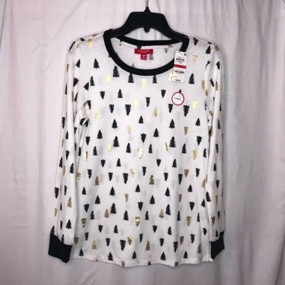 Macy's Family Pajamas Tree-Print pajama top white XS - Picture 1 of 10